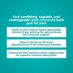 Vitamina D Plus – D3 5000 UI con K1, K2 (MK4) y GG | Reignite Wellness