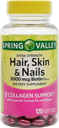 Spring Valley Biotina para Cabello, Piel y Uñas, 120 perlas