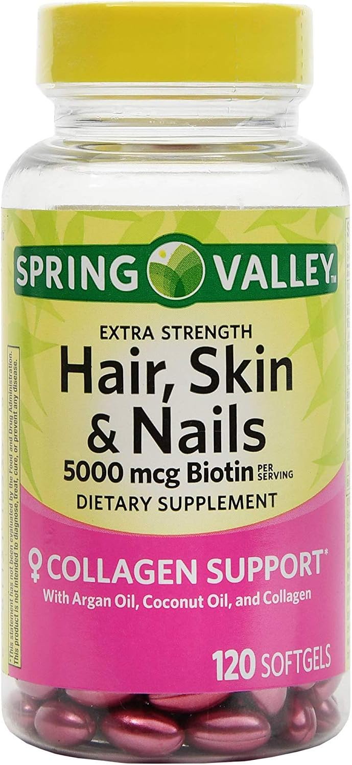 Spring Valley Biotina para Cabello, Piel y Uñas, 120 perlas