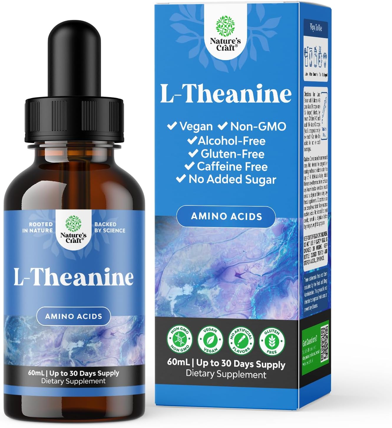 Gotas Líquidas de L-Theanina de Alta Absorción - Suplemento Nootrópico con 200mg de L-Theanina y Extractor de Manzanilla para Concentración y Relajación en Adultos y Niños - 60 ml