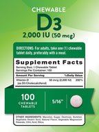 Nature's Truth Vitamina D3 Masticable 2.000 UI | 100 Comprimidos | Sabor a Bayas | Vegetariano, No Transgénico y Sin Gluten