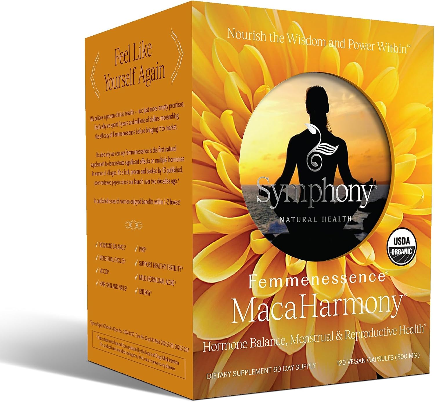 Femmenessence® MacaHarmony® – Equilibrio Hormonal, Salud Menstrual y Fertilidad, 240 Cápsulas Orgánicas Veganas (120 Días)