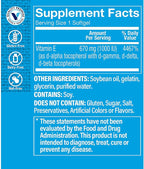 The Vitamin Shoppe Vitamina E 1000 UI - Apoyo Antioxidante para la Piel y Función Inmunológica, Vitamina Diaria (60 Cápsulas Blandas)
