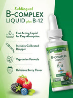 Complejo B Líquido Sublingual con B-12 Sabor Natural Arándano - 2 frascos de 59 ml