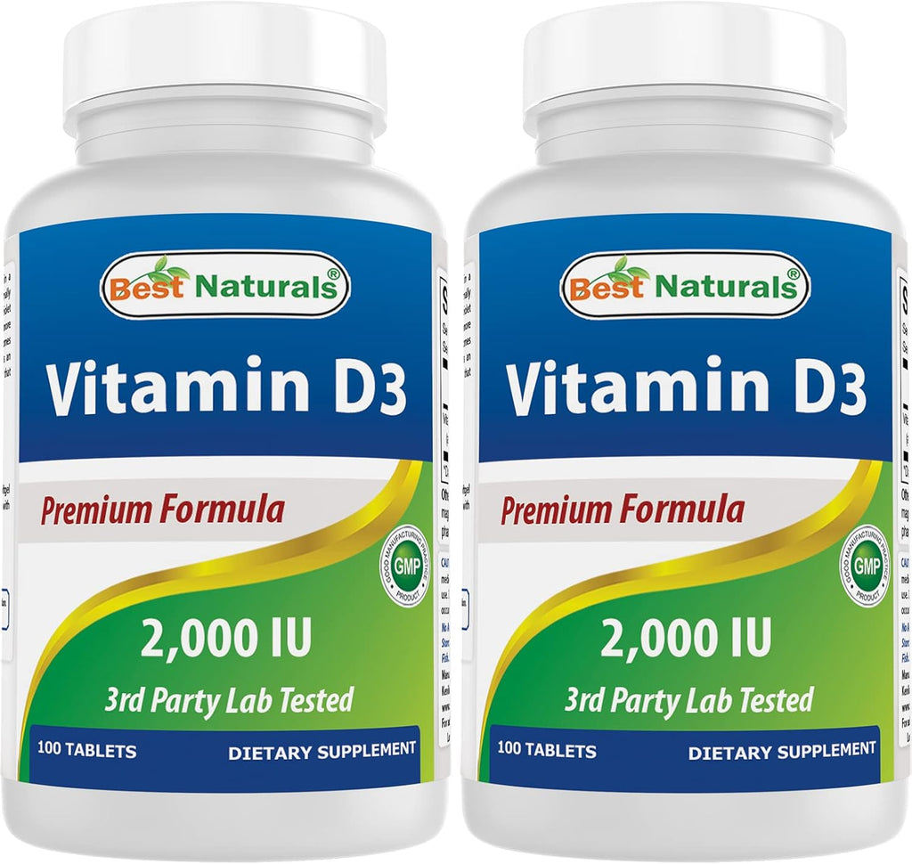 Best Naturals Vitamina D3 2000 UI (50 mcg) - 100 Comprimidos (Pack de 3)