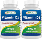 Best Naturals Vitamina D3 2000 UI (50 mcg) - 100 Comprimidos - Pack de 2