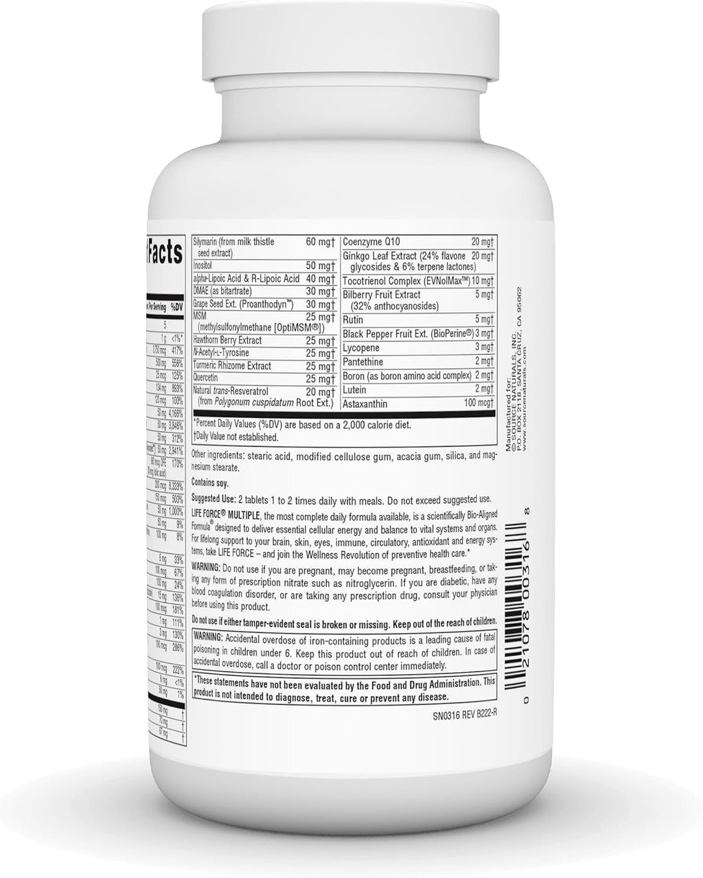 Source Naturals Life Force Multiple Multivitamínico Diario - 90 Comprimidos