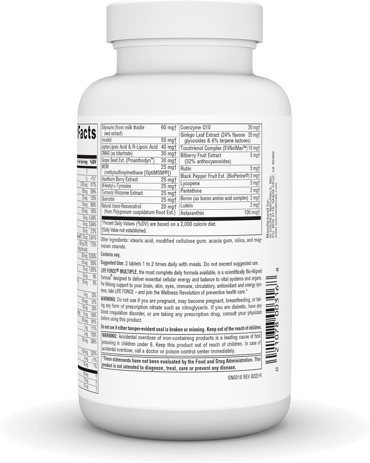 Source Naturals Life Force Multiple Multivitamínico Diario - 90 Comprimidos