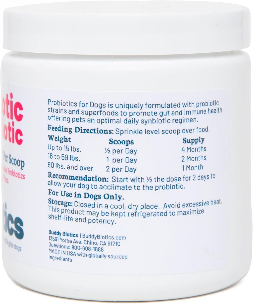 Probiótico + Prebiótico en Polvo para Perros – 7 Cepas Probióticas con FOS Prebiótico, Apoya la Flora Intestinal, Salud Digestiva e Inmunitaria, 5 Mil Millones de UFC por Cacito
