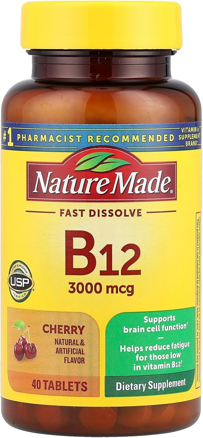 Nature Made Vitamina B12 Sublingual 3000 mcg Microtabletas, 40 unidades