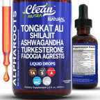 Tongkat Ali Líquido con Shilajit, Ashwagandha, Turkesterona, Fadogia Agrestis, Magnesio, Musgo Marino y Zinc - Clean Nutra