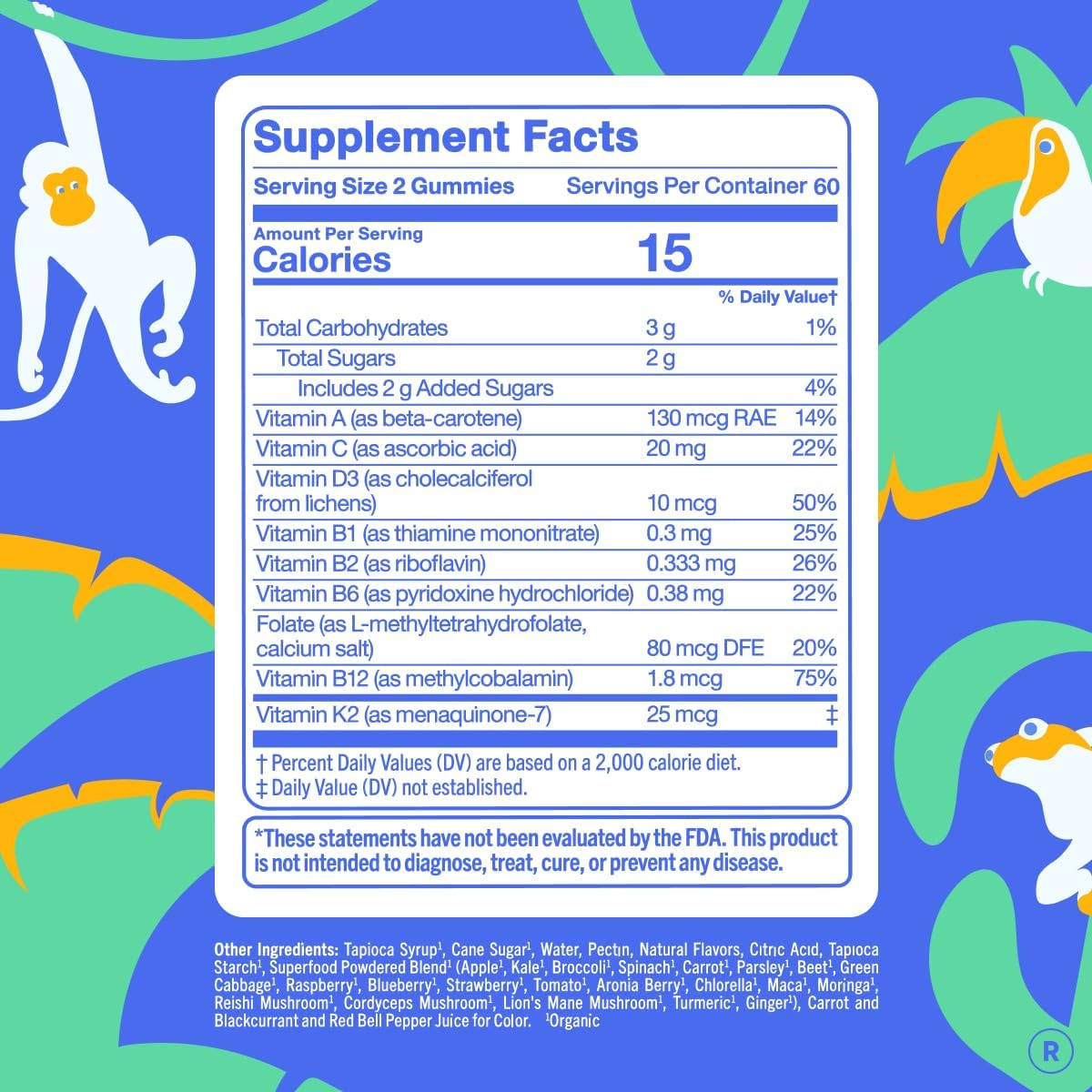 FIRST DAY Kids Multivitamin Gummies - Gominolas multivitamínicas infantiles, fresa y naranja, 60 días