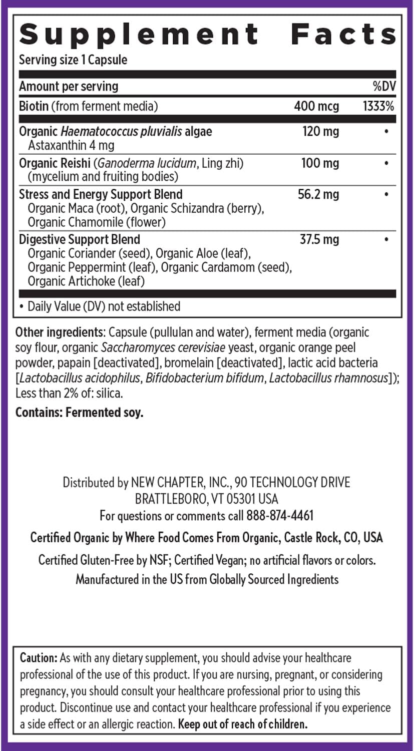 New Chapter Biotin, Vegan Hair, Skin, and Nails Supplement with Fermented Biotin and Astaxanthin - 60 Tablets