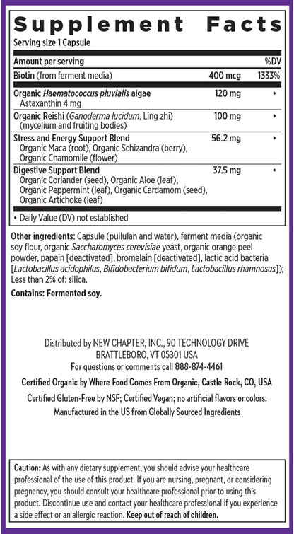 New Chapter Biotina, Suplemento Vegano para Cabello, Piel y Uñas con Biotina Fermentada y Astaxantina - 60 Comprimidos – Image 6