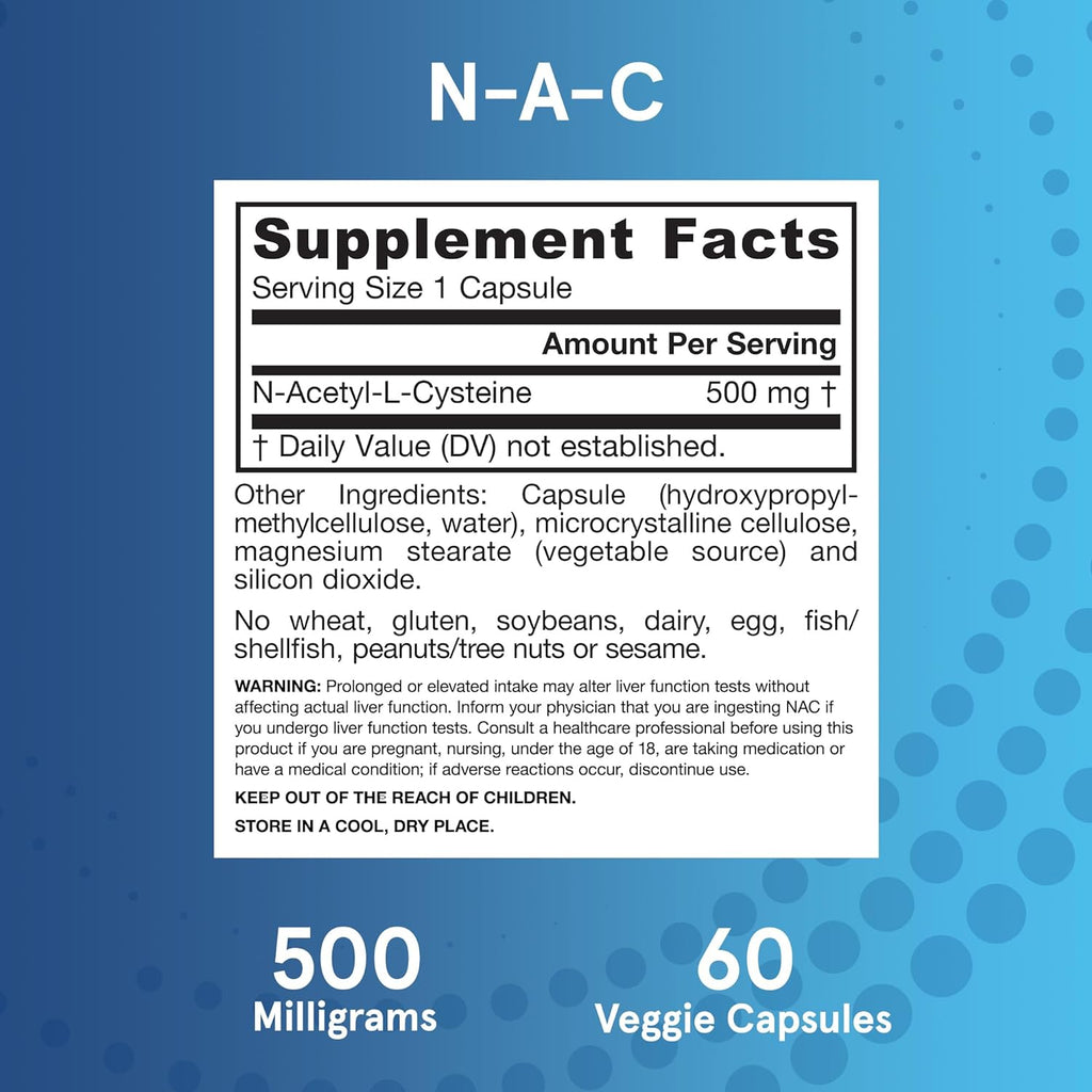Jarrow Formulas N-A-C 500 mg, 60 Cápsulas Vegetales