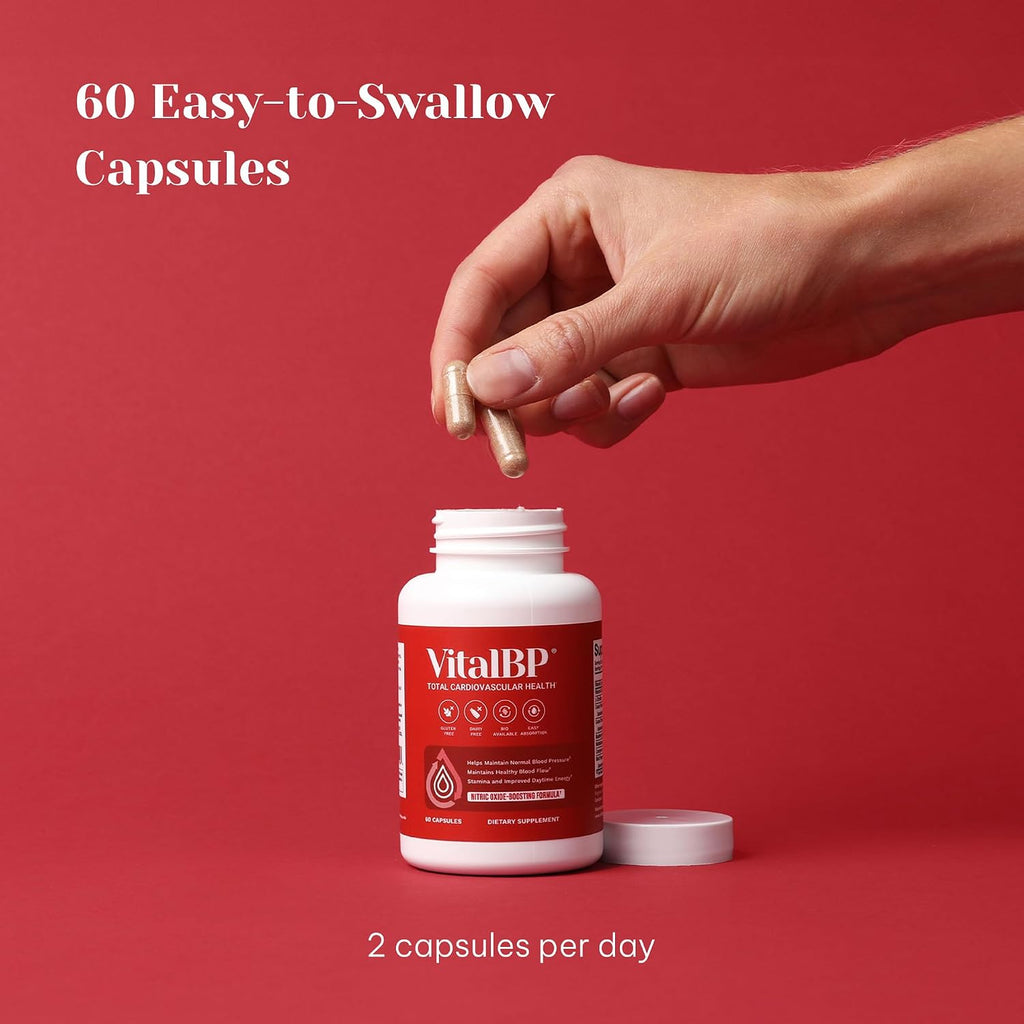 VitalBP - 2 Pack - Apoyo para la presión arterial normal - Favorece el flujo sanguíneo y las arterias - con CoQ10, L-Citrulina, K2 y D3 - 60 Cápsulas