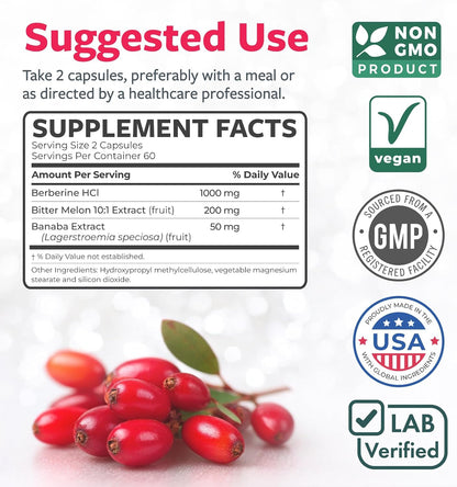 Suplemento de Berberina HCL con Melón Amargo – Berberina HCL (500 mg por cápsula): La berberina es un alcaloide – Image 5