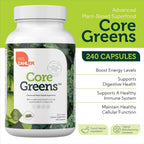 Zahler Core Greens, Cápsulas de Superalimentos Verdes, con Espirulina, Chlorella y Spectra Blend, 240 Cápsulas