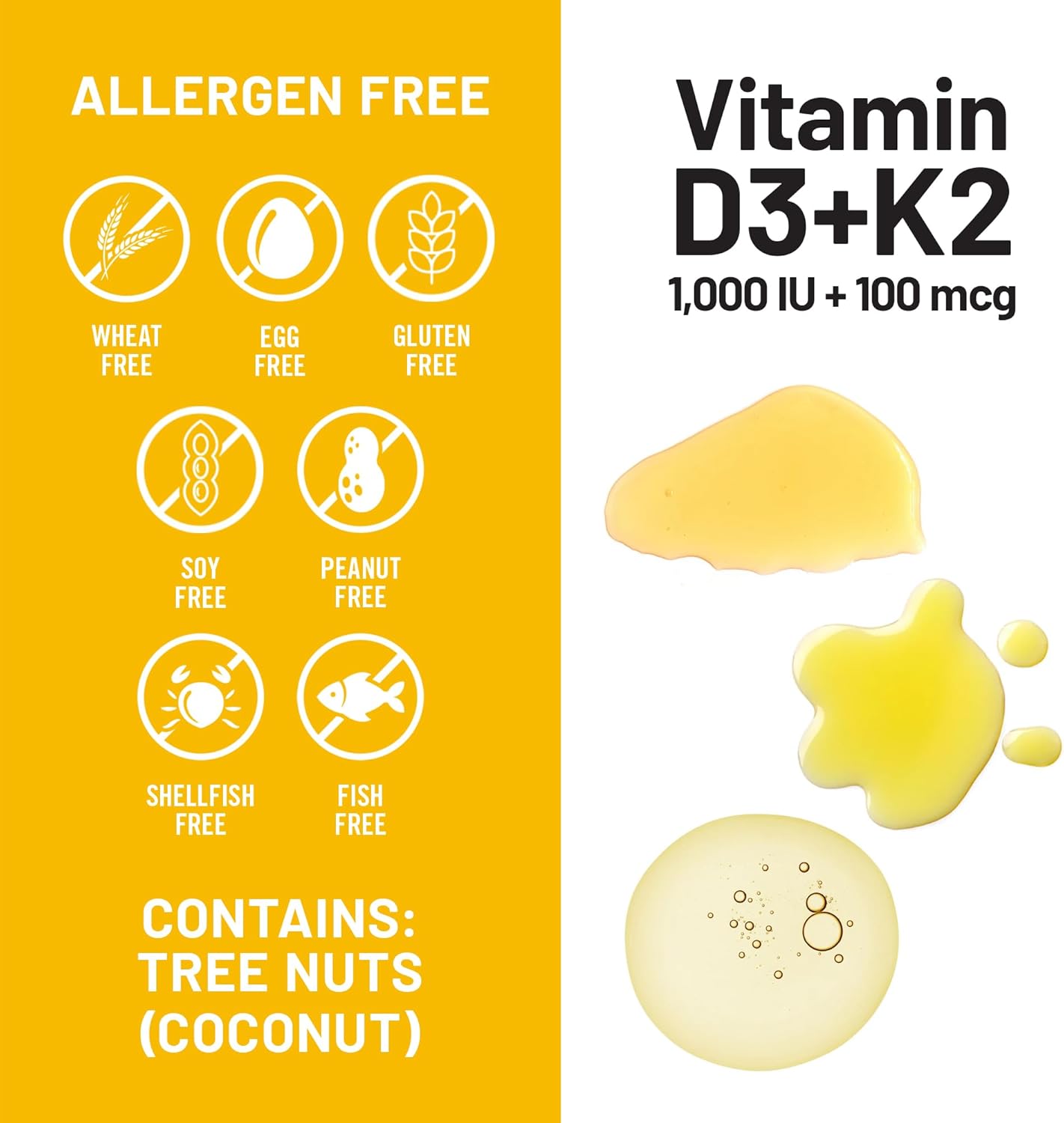 NatureWise Vitamina D3 1000 UI + K2 (MK7) 100 mcg - 30 Cápsulas Blandas con Aceite de Coco Orgánico