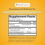 You Vites Vitamina D3 + K2 - Máxima Absorción, 5000 UI D3 y 100 mcg K2 MK-7 con BioPerine - Apoyo Óseo, Cardíaco e Inmunológico - No Transgénico, Sin Gluten - 90 Cápsulas