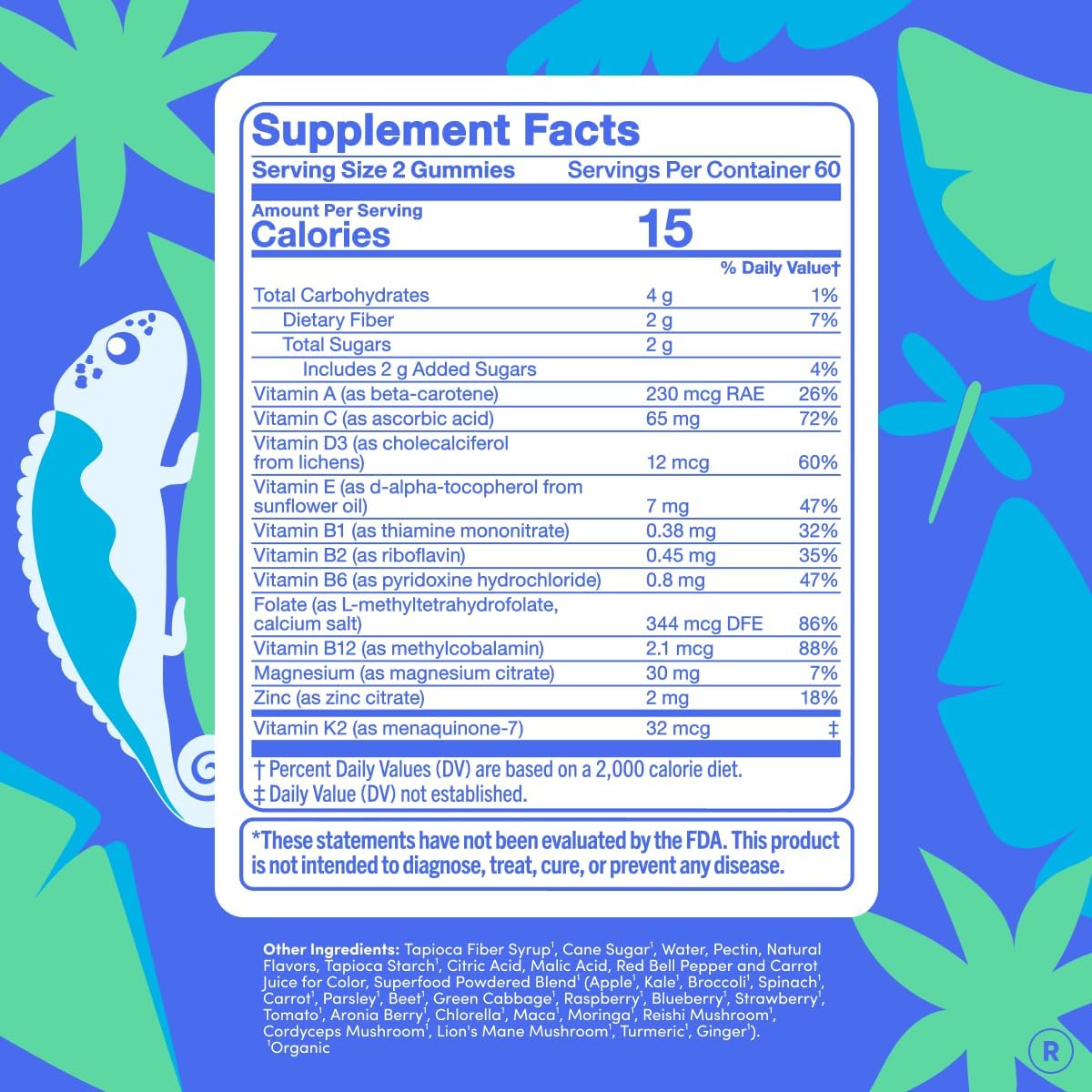 FIRST DAY Vitaminas para Adolescentes - Multivitamínico para Chicos y Chicas 12-17, Mezcla Orgánica de Frutas y Verduras - 12 Nutrientes Clave: Vitaminas A, B1, B2, B6, B9, B12, C, D3, E, K2 - 60 Días