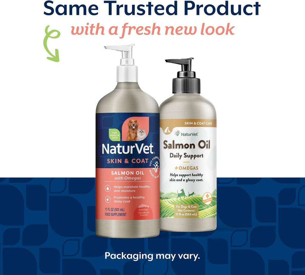 NaturVet – Salmon Oil Skin & Coat with Omegas | Natural Source of Omega-3 and 6 | for Dogs and Cats (473 ml)