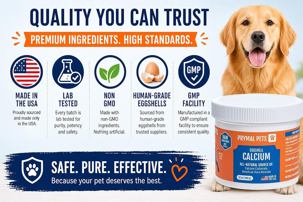 Eggshell Calcium for Pets - 12 oz. Polvo de Cáscara de Huevo Natural, Suplemento Mineral Ultra Puro para Gatos y Perros