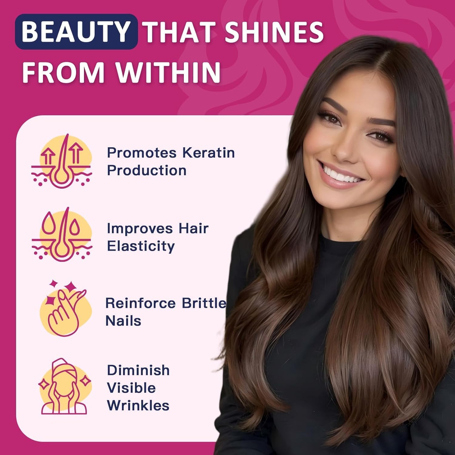 ZEBORA Biotin Gummies con Ácido Hialurónico, Queratina y Colágeno – Vitaminas para Cabello, Piel y Uñas – 90 Gominolas