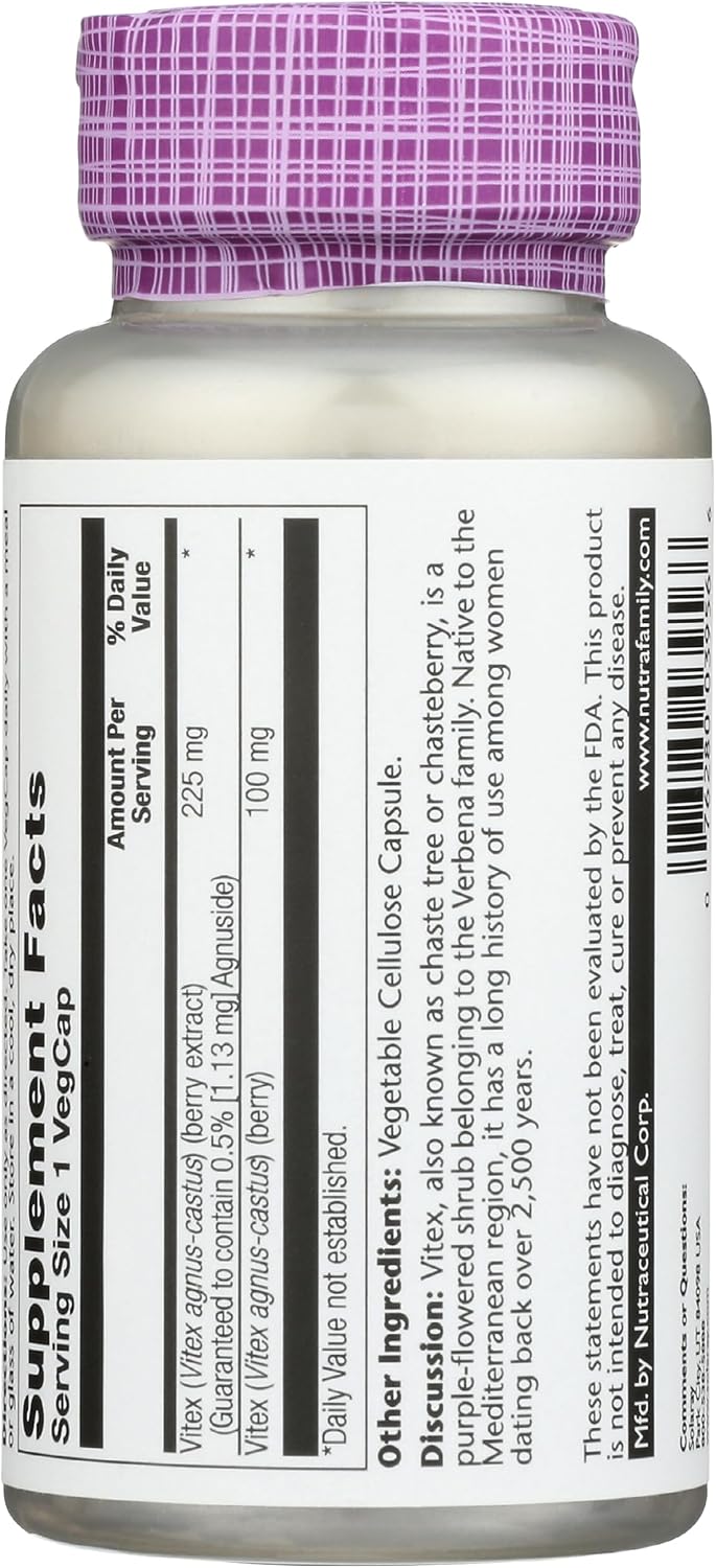 SOLARAY Vitex (Sauzgatillo) 225 mg, 60 cápsulas veganas