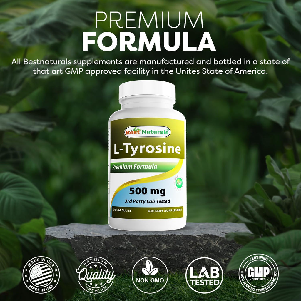 Best Naturals L-Tirosina 500 mg 90 Cápsulas