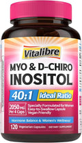 Vitalibre Inositol Supplement, Myo-Inositol & D-Chiro Inositol 40:1, 120 Cápsulas Veganas