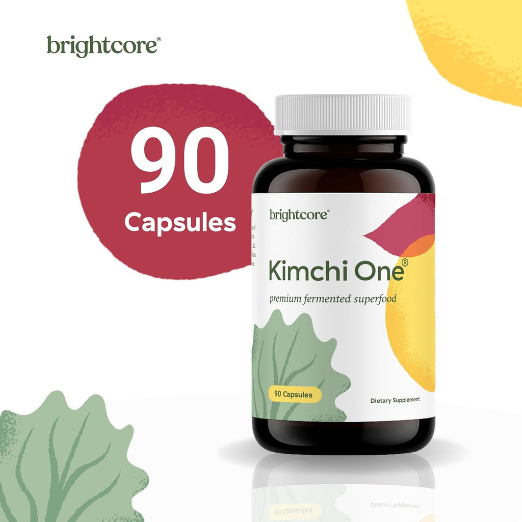 Brightcore Nutrition - Kimchi One, Cápsulas de Kimchi en Polvo, Probióticos, Enzimas y Antioxidantes, Suplemento para la Salud Intestinal, Sin Gluten, 90 Cápsulas Veganas