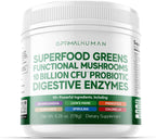 Optimal Human Superfood Greens Powder – Mezcla de 90+ Ingredientes con Lion's Mane, Ashwagandha y Cúrcuma – 178 g