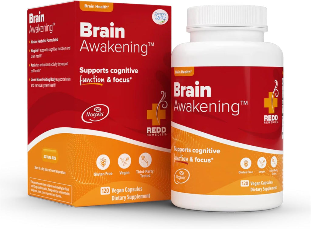 Redd Remedies Brain Awakening – Supports Cognitive Function and Focus, 120 Vegan Capsules