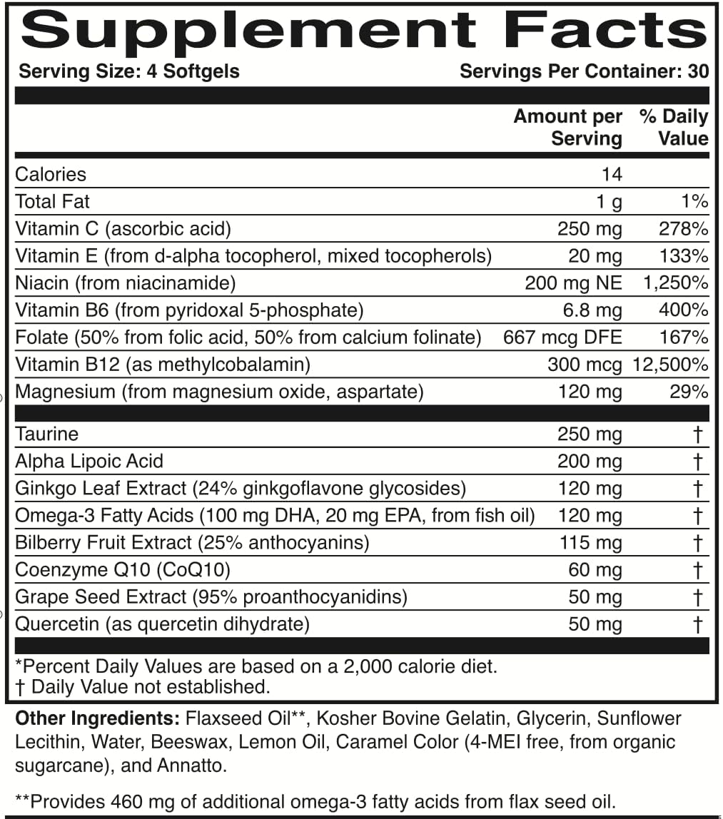 ScienceBased Health Fórmula para el Nervio Óptico – Suplemento Ocular con Omega-3, CoQ10 y Ácido Alfa-Lipoico – 30 Días