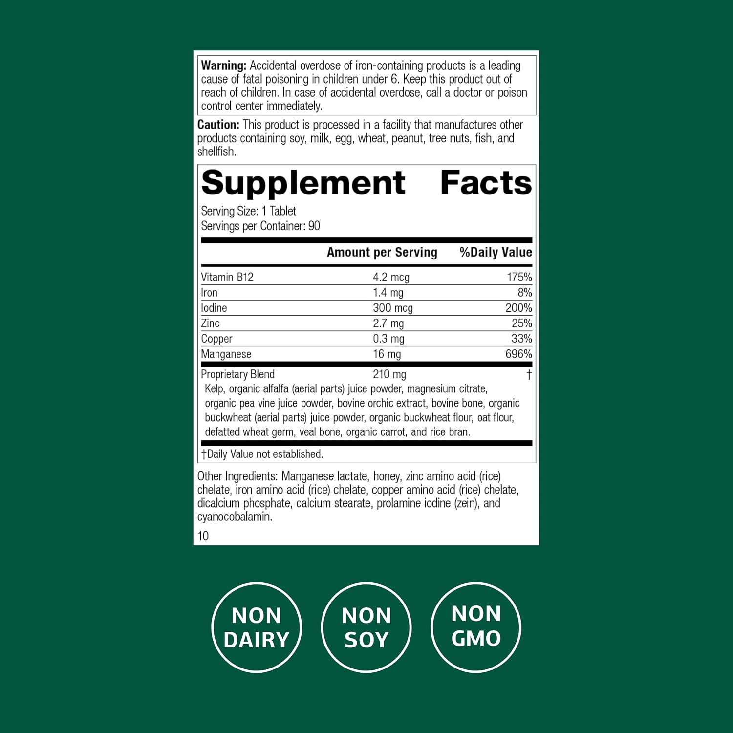 Standard Process Trace Minerals-B12 - Complejo de Minerales Traza con Vitamina B12 - 90 Comprimidos