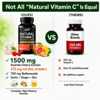 Vitamina C Natural de Acerola Orgánica - Alta Absorción - con Ajo, Jengibre y Bioflavonoides Cítricos - Apoyo al Sistema Inmunitario y Colágeno - Vitaminas para la Piel Antienvejecimiento