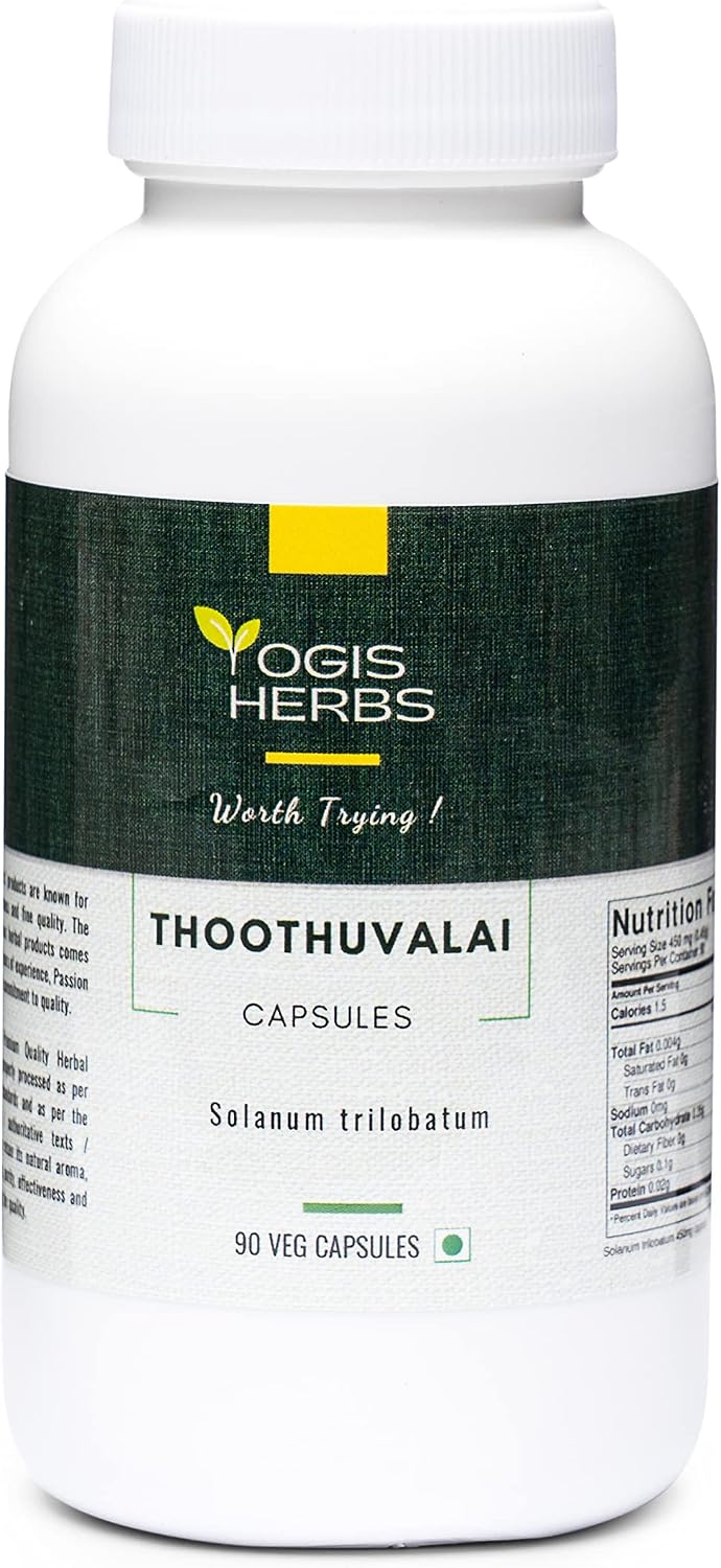 Yogis Herbs Thoothuvalai Cápsulas (Solanum Trilobatum) - 90 Cápsulas Vegetales