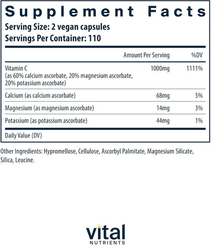 Vital Nutrients Vitamina C Tamponada 500mg - – La protección de las células frente al daño oxidativo. – Image 2