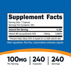 Nutricost Vitamina B6 (Piridoxina HCl) 100mg, 240 Cápsulas (3 Botellas)