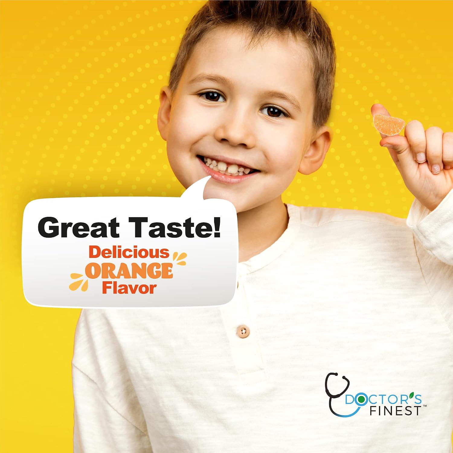 Doctors Finest Gomitas de Vitamina C para Niños – Vegano, Sin Gluten – Sabor Naranja – 250mg – 90 Gomitas (45 Dosis)