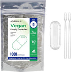 Cápsulas Veganas Vacías Tamaño 0, 500 Unidades con 2 Micro Cucharas