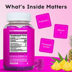 BEARVANA Gominolas de Probióticos y Vitamina C para el Apoyo del pH Vaginal – Suplemento de Bienestar Femenino con Sabor a Piña – 60 Gominolas
