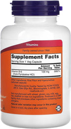 NOW Foods Vitamina B-6 100 mg 250 Cápsulas