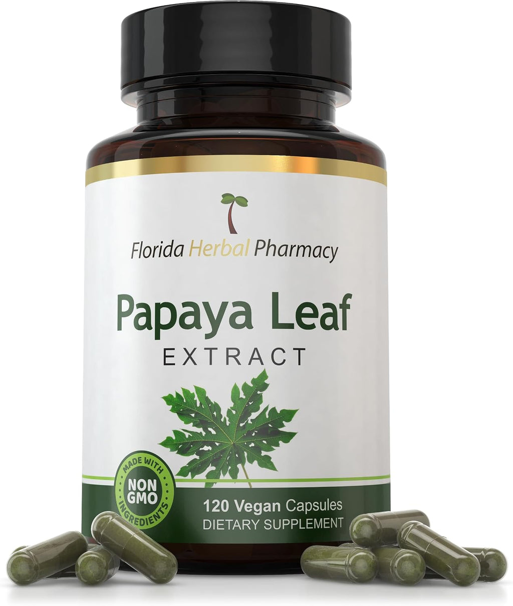 Florida Herbal Pharmacy - Extracto de Hoja de Papaya 10:1, 120 Cápsulas, 500 mg por Cápsula