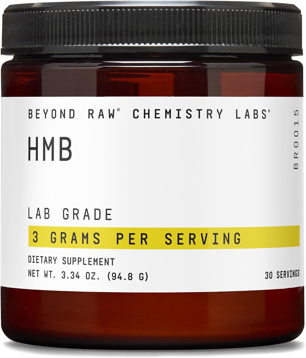 BEYOND RAW Chemistry Labs HMB Powder - Polvo de HMB para Rendimiento y Recuperación, 30 Servicios