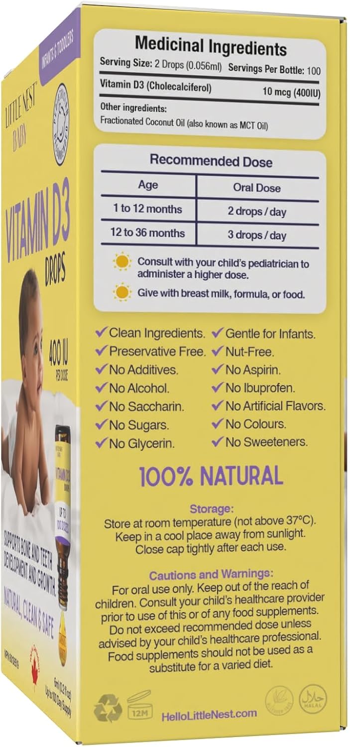 Baby Vitamin D3 Drops 400 UI – Gotas de Vitamina D3 para Bebés
