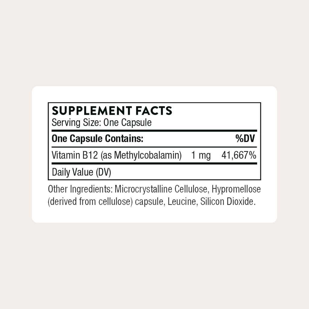THORNE Vitamina B12 - Metilcobalamina 1 mg - 60 Cápsulas