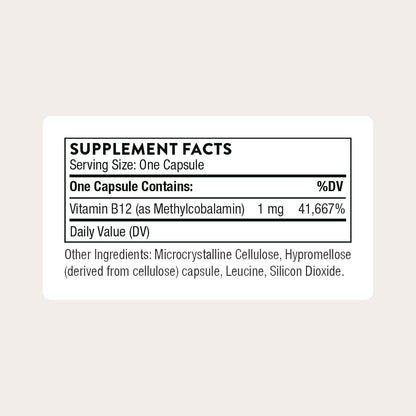 THORNE Vitamina B12 - Metilcobalamina 1 mg - – Funcionamiento normal del sistema inmunitario , ayudando a defender – Image 2