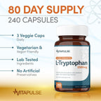 VitaPulse L-Triptófano 1500mg, 240 Cápsulas, Fórmula Nocturna, No Transgénico